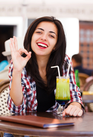 happy and satisfied restaurant customer
