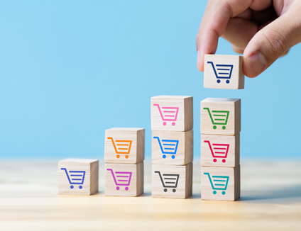 Online shopping and business ecommerce growing concepts. Retail market economy. Goal and success.