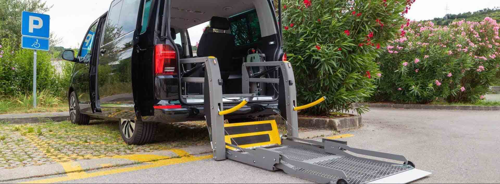 Transportation - van in street with a high-tech.